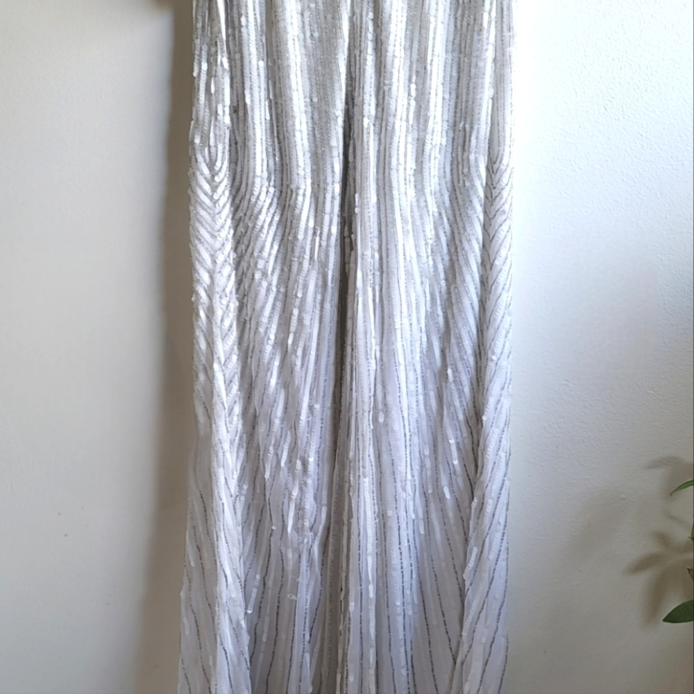 NWT Mac‎ Duggal, Sequin Spaghetti Strap Gown, Pearl, Size 8 -$498 - Picture 10 of 15